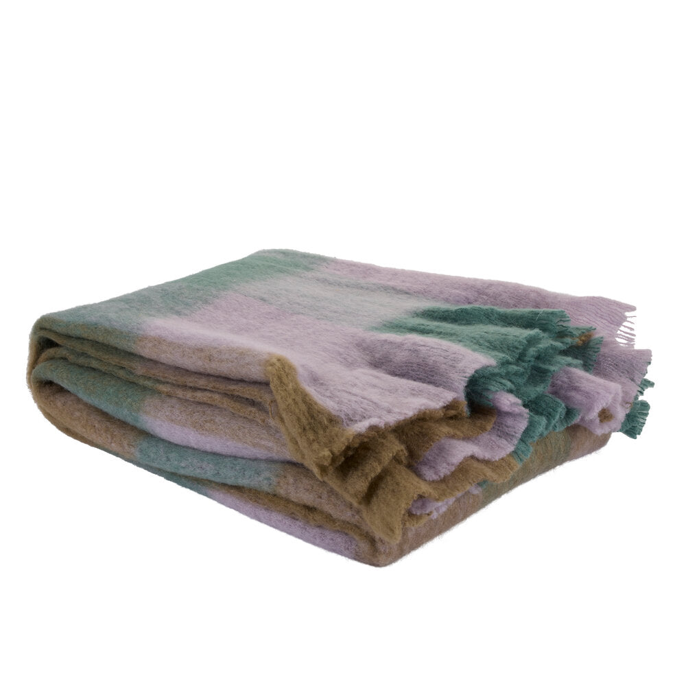 Ternet plaid, lilla/brun/blå - 130x170 cm